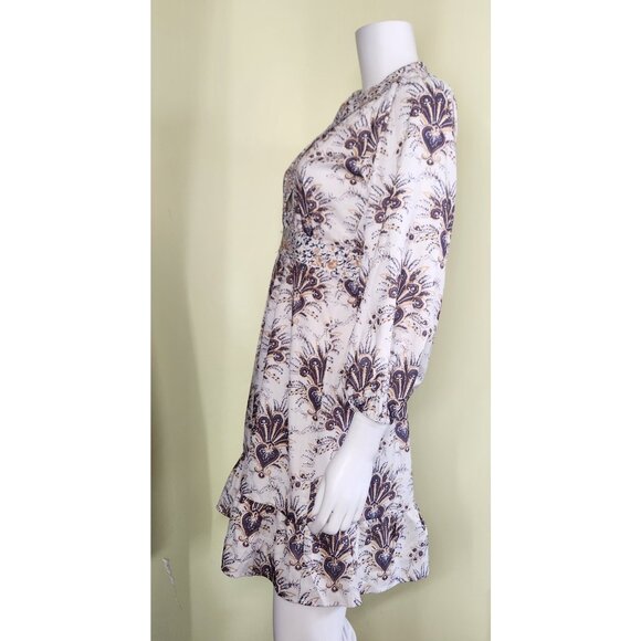 OPT x Emily Luciano Mila Paisley Pleated Dress Size  S Long Sleeve Romantic Boho - Picture 5 of 13